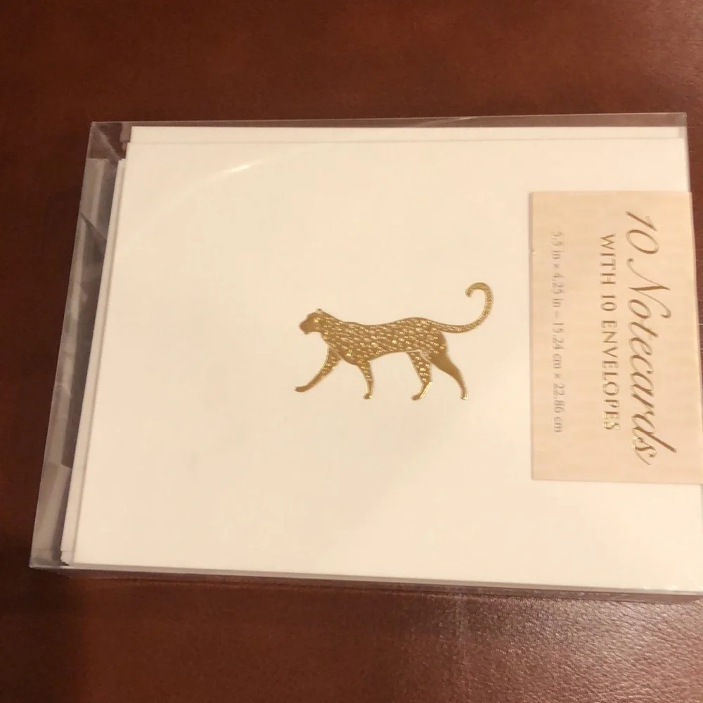 10 Leopard notecards with envelopes - NEW